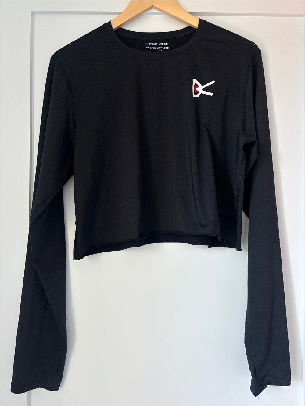 District Black Cropped Long-Sleeve Tee with Small Logo